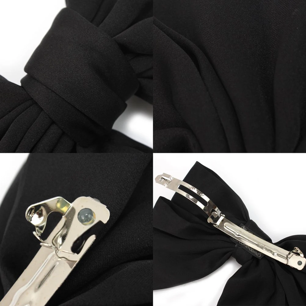 

black Satin Stainless Steel Bowknot Hair Clips 22x13cm Decorative Pins for Women Girls Easy Use Simple Design
