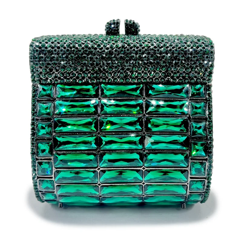 

2025 Women's Golden silver Green Black Brand Handbag Diamond Banquet Bag Glass Clutch Wedding Evening Bag Party Evening Bag