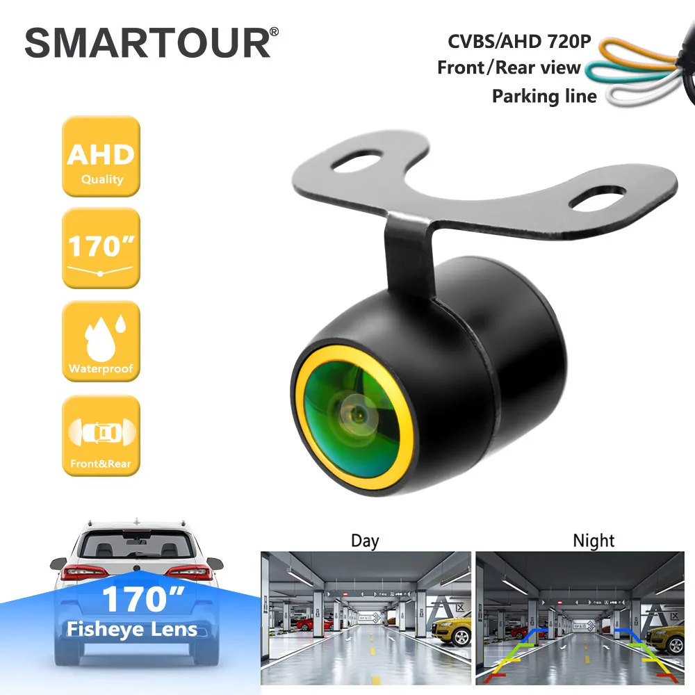 SMARTOUR Starlight Night Vision Golden Fisheye Waterproof Car Parking Assistance Vehicle Front Rear View Reverse Backup Camera