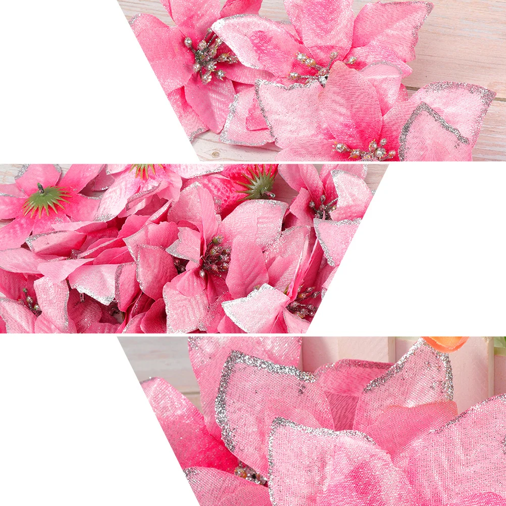 36 szt. Świątecznych sztucznych kwiatów z materiału, dekoracja na przyjęcie, lekkie, wielokrotnego użytku, sztuczne ozdoby kwiatowe na Boże Narodzenie