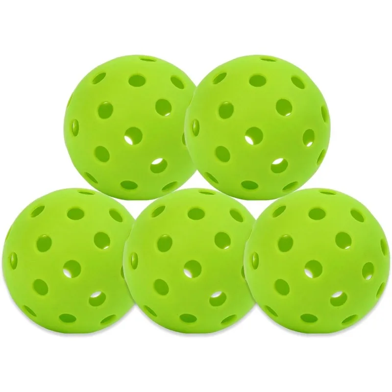 

Набор из 5 мячей для пиклбола, для игры в помещении, с 40 мелкими прецизионными отверстиями, прочные мячи для игры на улице и в помещении