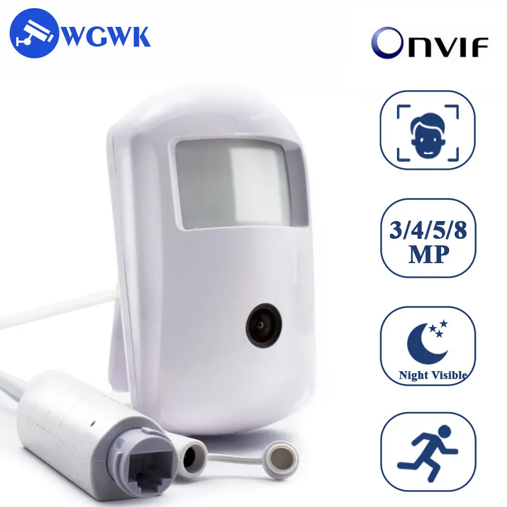 wgwk camera ip smart mini poe vigilancia de seguranca invisivel interior audio onvif lente ir visao noturna ip 28 mm 940nm 8mp 01