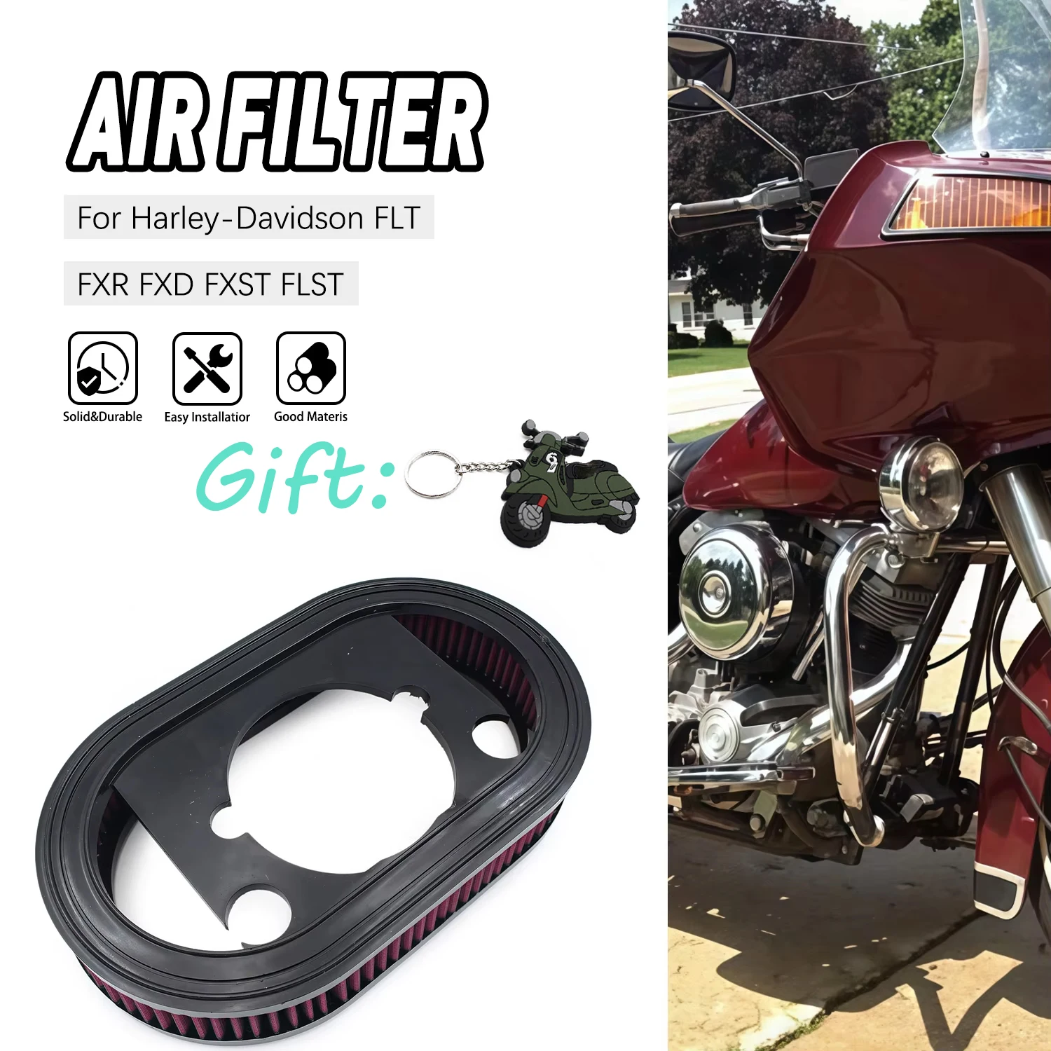 

Motorcycle Air Filter For Harley-Davidson FLT FXR FXD FXST FLST Air Intake Cleaner 1984-1999 34-1066 29025-88 29025-88B