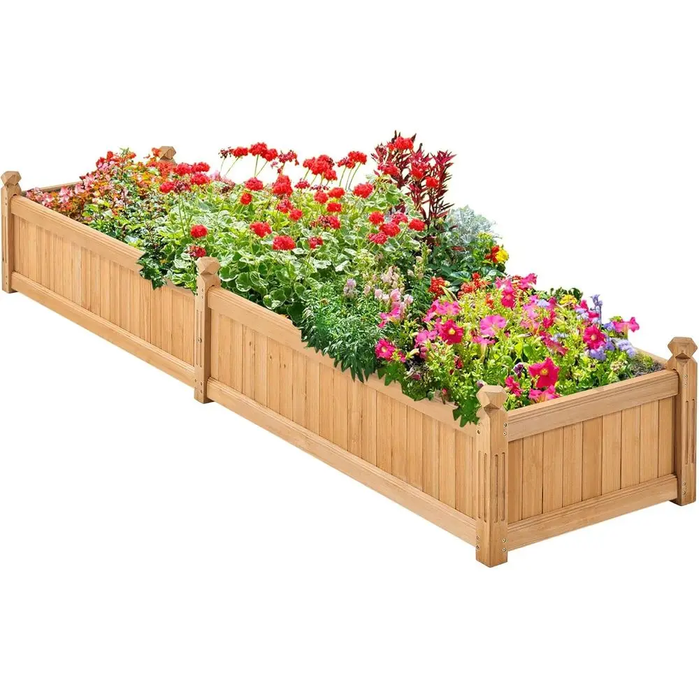 

Light Brown Wooden Raised Garden Bed, 90.5L x 23.5W x 16H, Outdoor Planter Box for Yard, Greenhouse, Vegetables, Flowers, and He