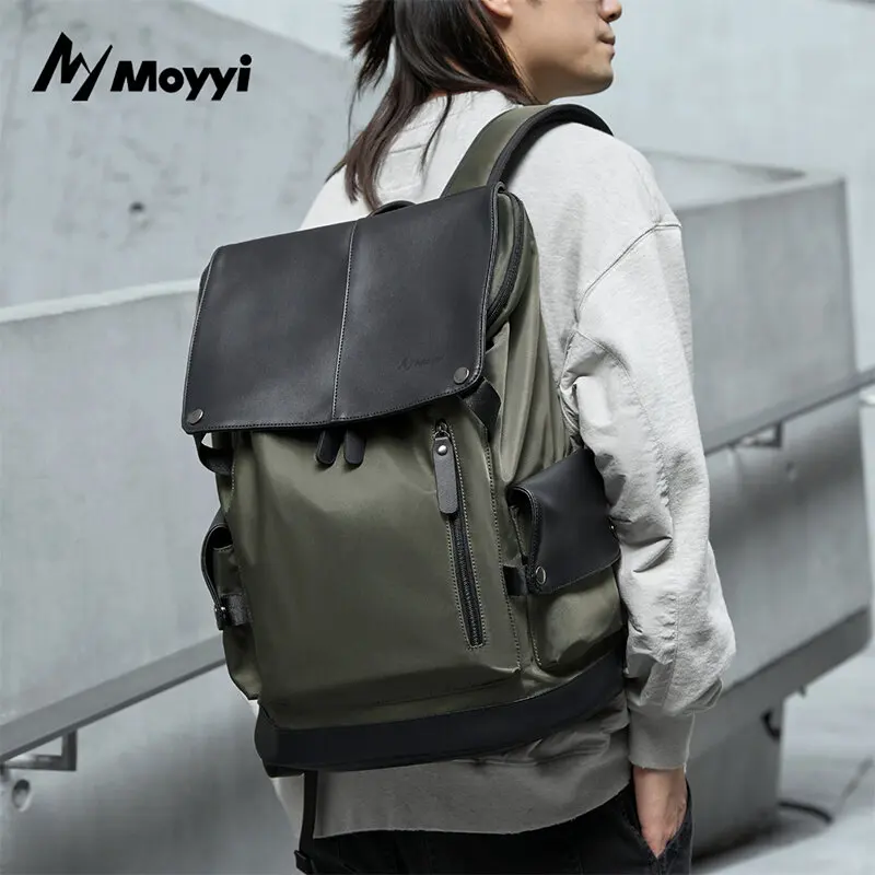 MOYYI Waterproof Flip 16 Inch Laptop Backpack Men Large Capacity Stylish Flap Daypack Outdoor Travel Bag