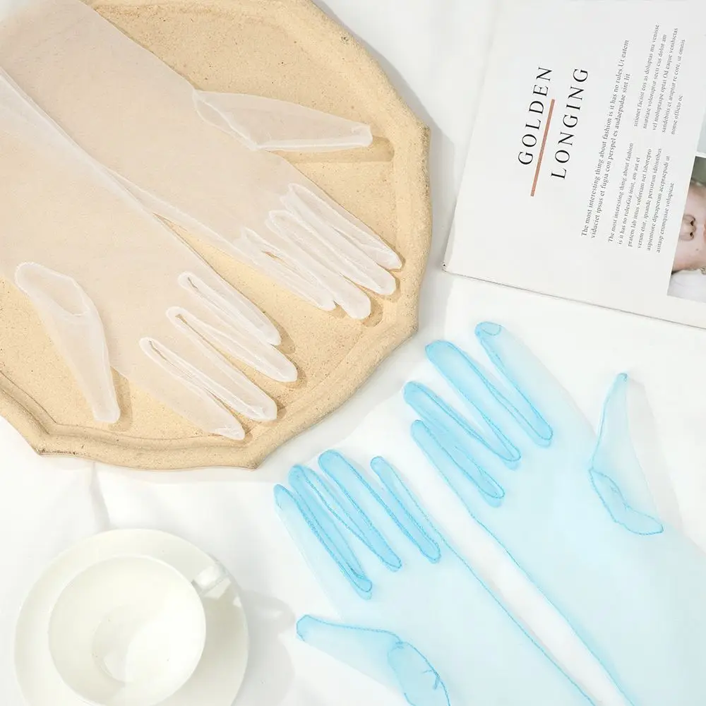 신상 패션 의류 액세서리, 이브닝 무도회 장식, 신부 가운, 벙어리 장갑, 파티 원피스, 웨딩 신부 장갑, 얇은 명주 그물 장갑, 1 쌍