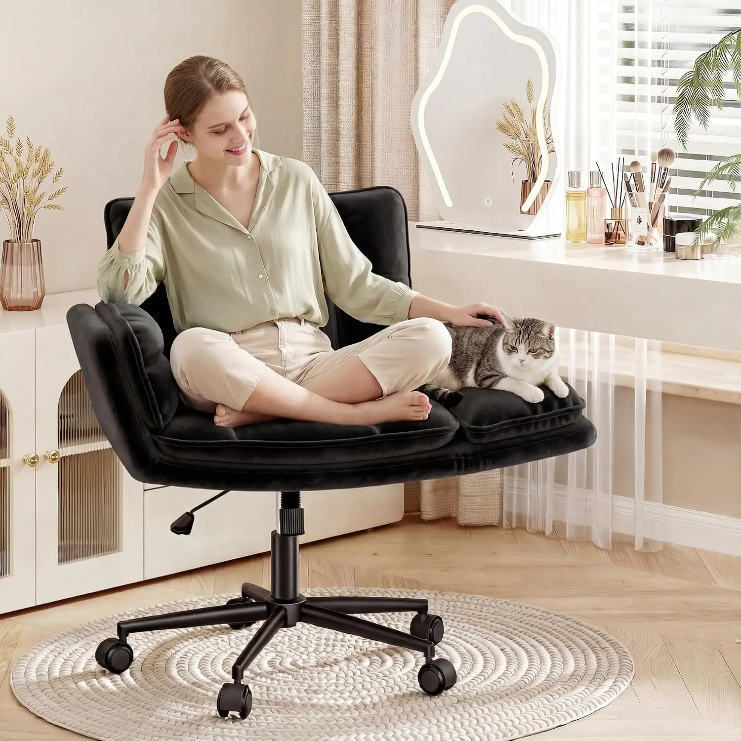 Criss Cross Office Chair Flip-Up Arms Adjustable Height Ergonomic Swivel Mesh Task Chair for Home Desk, Customized
