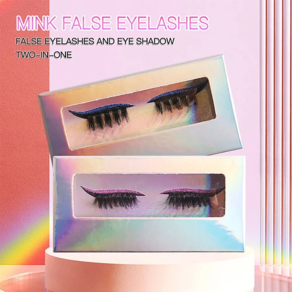 Patch de cils auto-adhésif pour ombre à paupières paresseuse, autocollants de maquillage rapide réutilisables, couleur aléatoire