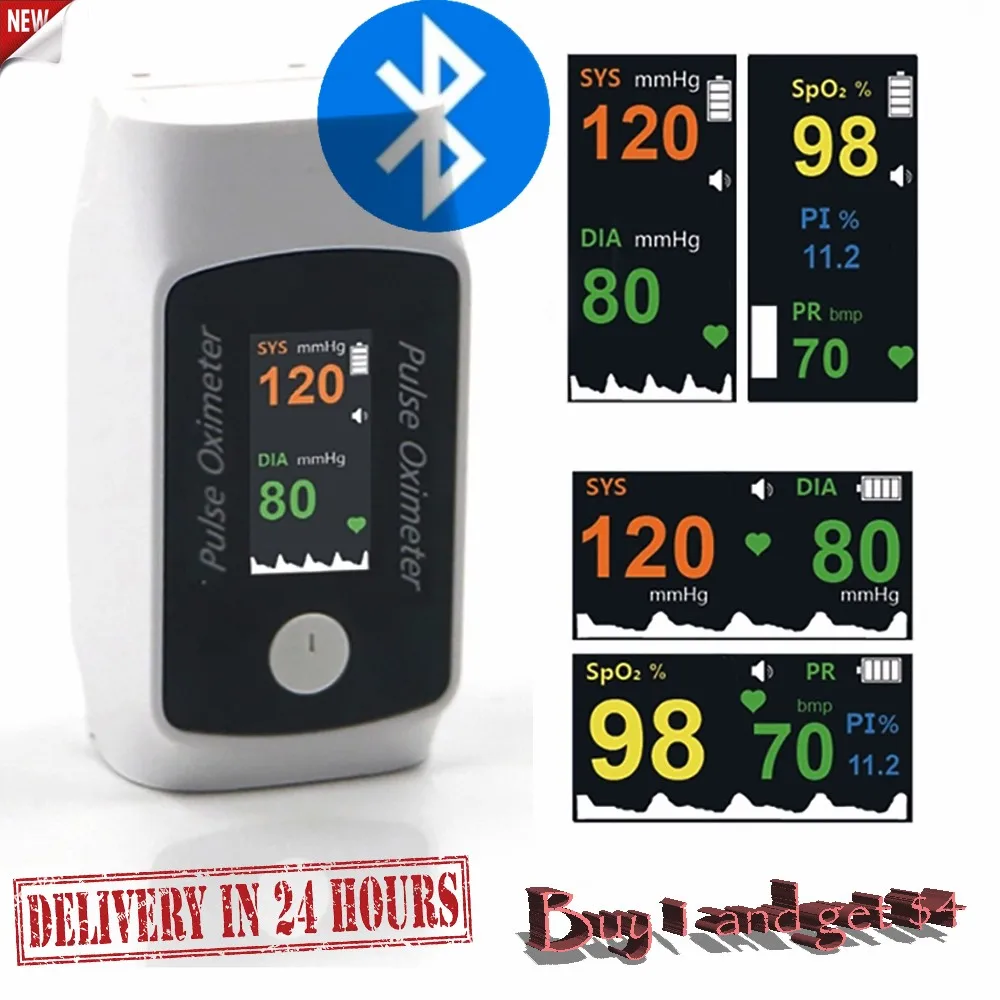 Digital Finger Pulse Tonometer Oximeter Portable Blood Pressure Monitor Pulsoksymetr Heart Rate Monitor Age height Set