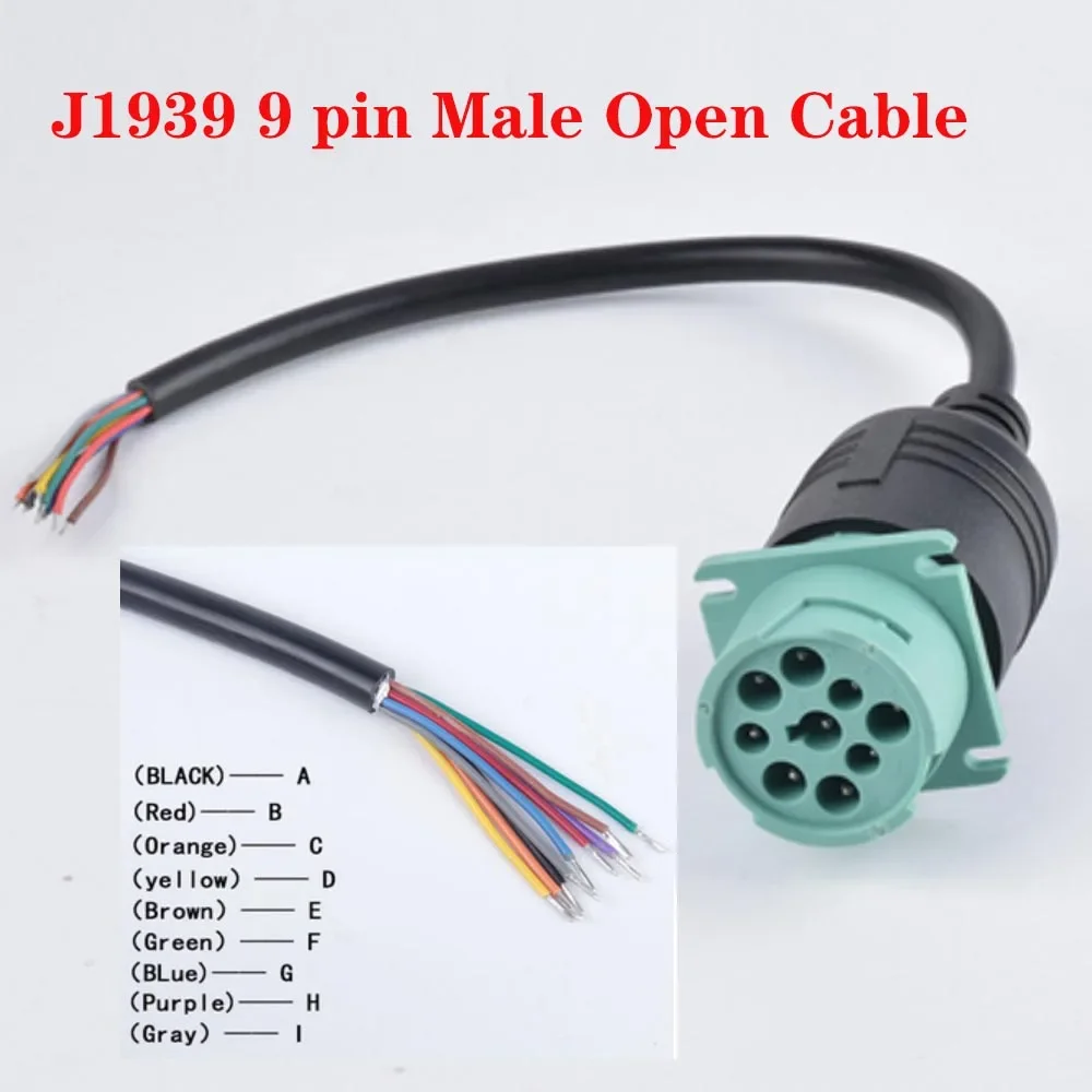 Male Female Open 9Pin to OBD2 Interface Truck Y‑Cable Adapter OBDII Y Splitter Truck 16Pin Male to Female J1939 9 Pin J1708 6Pin