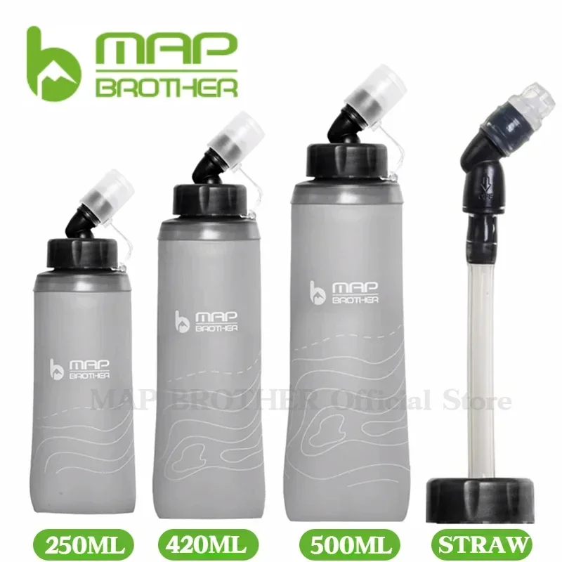 MAP BROTHER S005 250ml 420ml 500ml Soft Flask Folding Water Bottle TPU Can Hold Ice Cubes Running Hydration Pack Waist Bag Vest