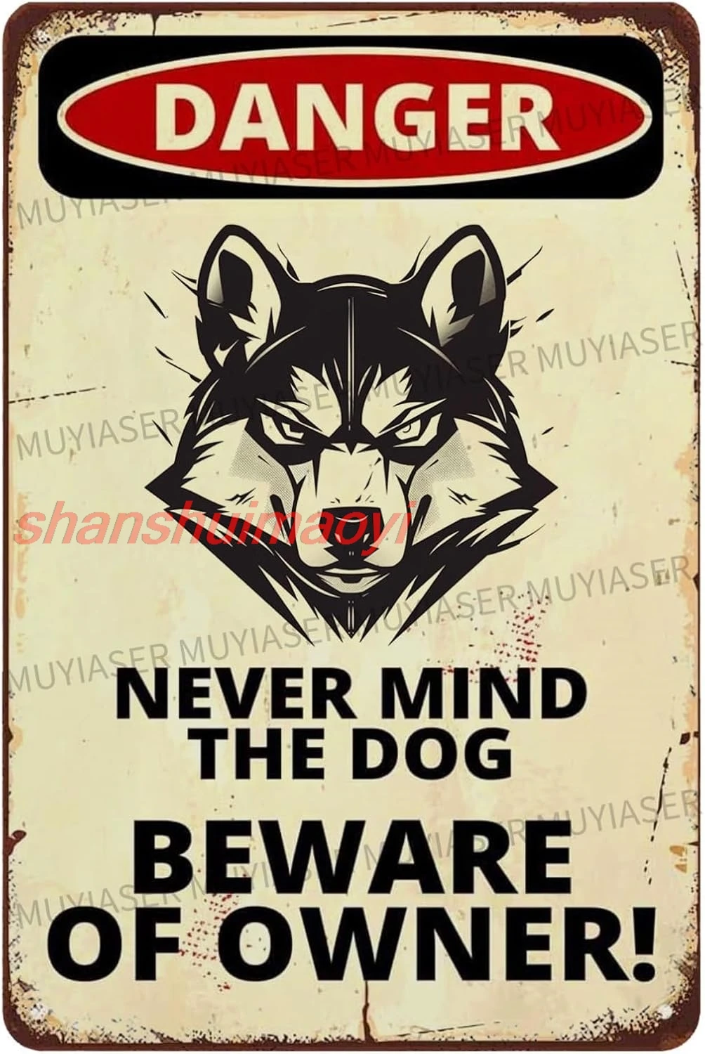 Danger Never Mind The Dog Sign Beware Of Owner Husky Aluminum Metal Tin Signs Outdoor Yard Sign Warning Sign For Fence Y ALI