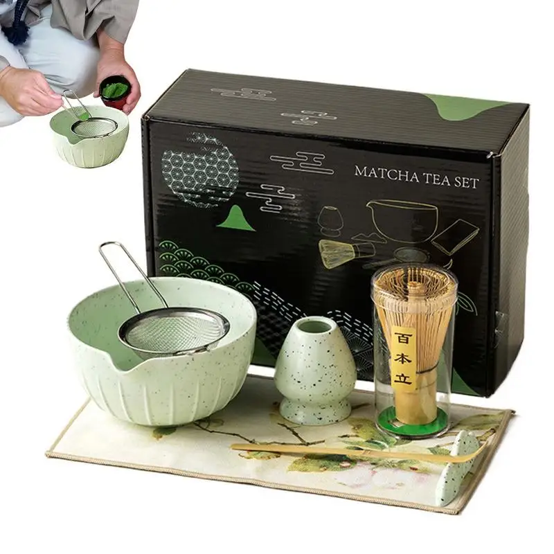 Matcha Whisk Set Traditional Matcha Tea Matcha Set Japanese Whisk Set Starter Kit includes Sifter Scoop Whisk Holder Matcha Bowl