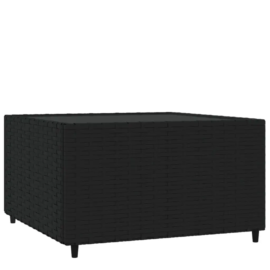 vidaXL Table basse de jardin carrée en résine tressée noire 50x50x30 cm avec plateau en verre trempé et structure en acier thermolaqué, idéale pour jardin, terrasse et espaces extérieurs