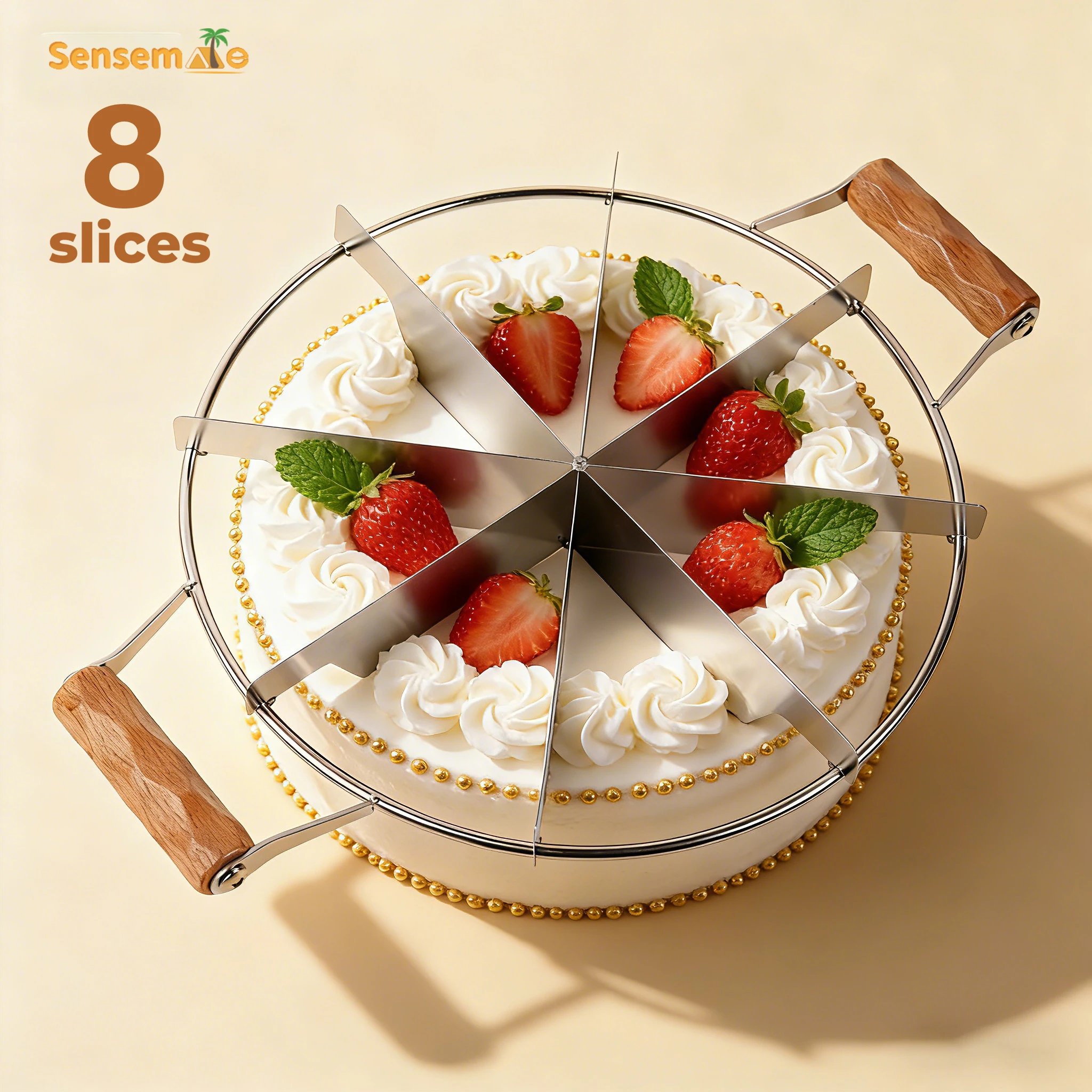 Stainless Steel Cake Divider 8 Slices Round Cake Cutter Even Pastry Portion Marker Pie Pizza Divider Baking Kitchen Tools