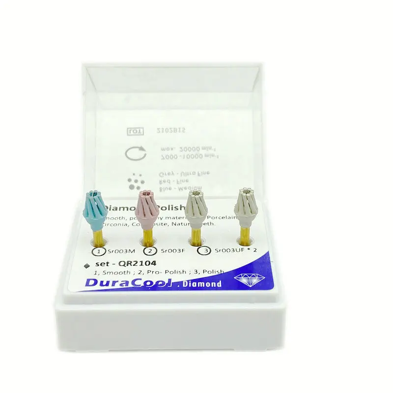 Kit Polonês Composto Dental, Porcelana PolisherTeeth Polishing Bur, Contra Ângulo Espiral Flex Escova, 4Pcs por Conjunto