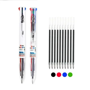 Creative 4 In 1 MultiColor Pen 0.5mm Black Blue Red Green Gel Ink Refills Student Marking Pen Writing Tools Korean Stationery