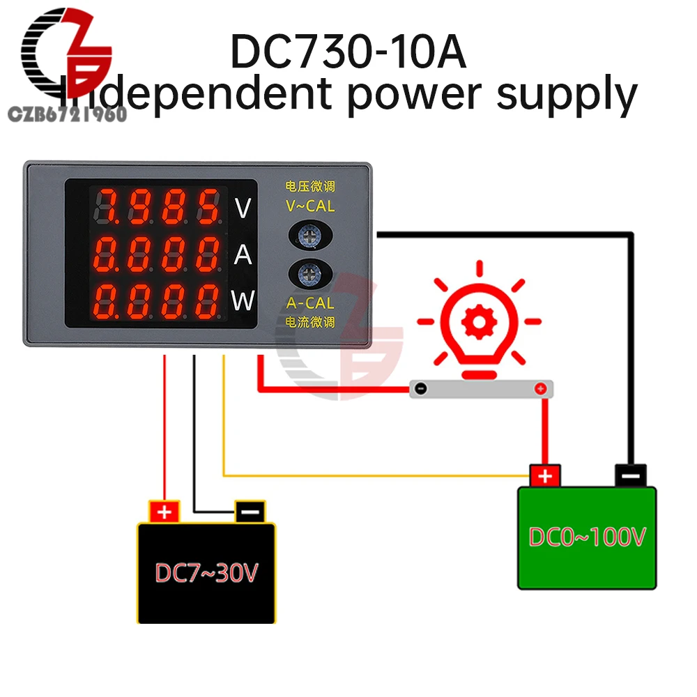 DC730 Digital Voltmeter Ammeter Wattmeter 4-digit Voltage Current Meter Power Meter Voltage Tester Detector DC 0-100V 10A 1000W