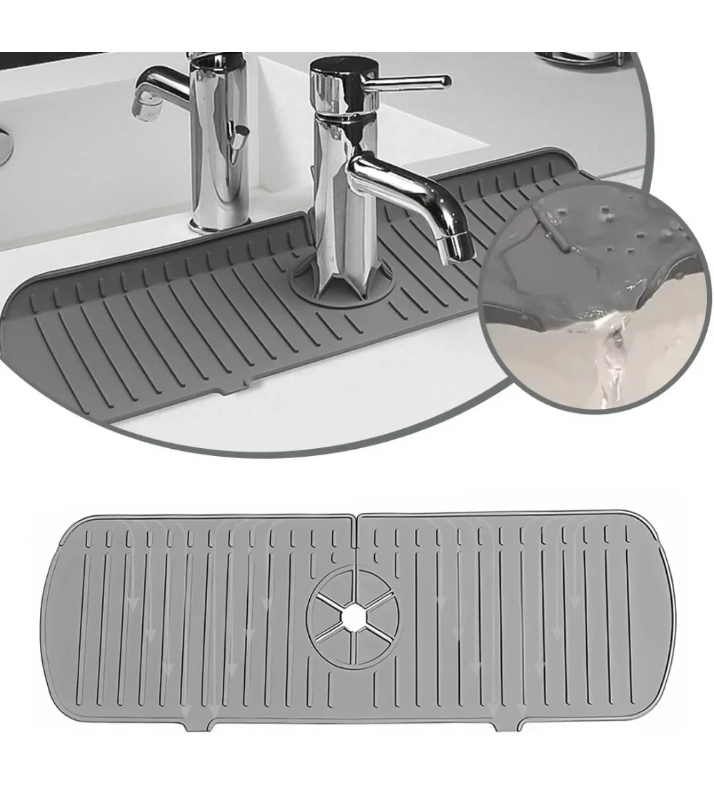 

1pc Kitchen Silicone Faucet Mat, Water Ripples Faucet Water Catcher Mat, Large Sink Splash Pad, Bathroom Countertop Protector