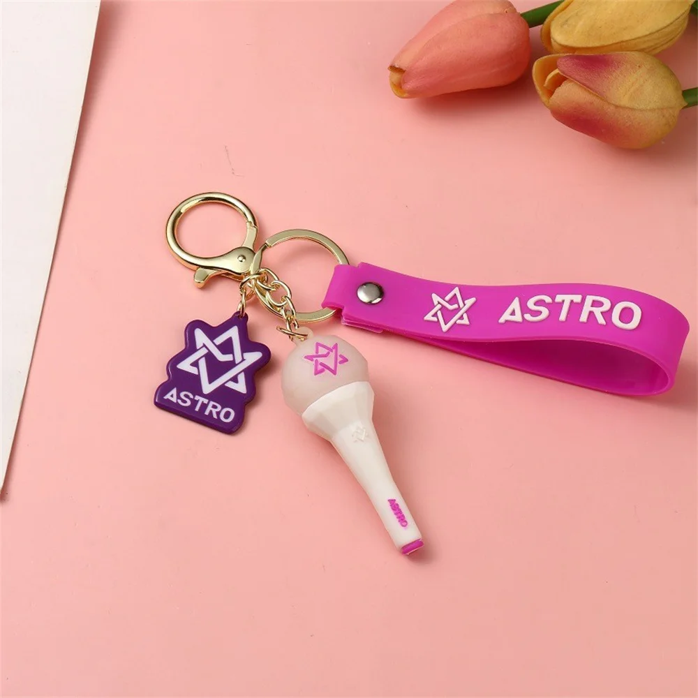 

Kpop ASTRO Kering GOT7 GIDLE ITZY Key Chain Soft Plastic Stereoscopic Light Stick Hanging Rope Keychain