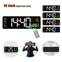 16 inch Large LED Digital Wall Clock Remote Control Temp Date Week Display USB Modern Digital Clock Electronic Wall Alarm Clock