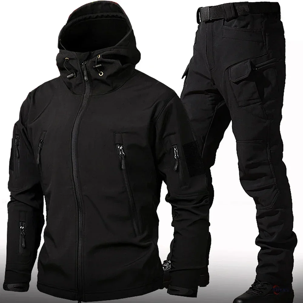 6XL TAD Taktische Männer Jagd Wandern Angeln Erkunden Kleidung Anzug Camouflage Shark Haut Jagd Wasserdichte Kapuzenjacke + Hosen – Detail 19