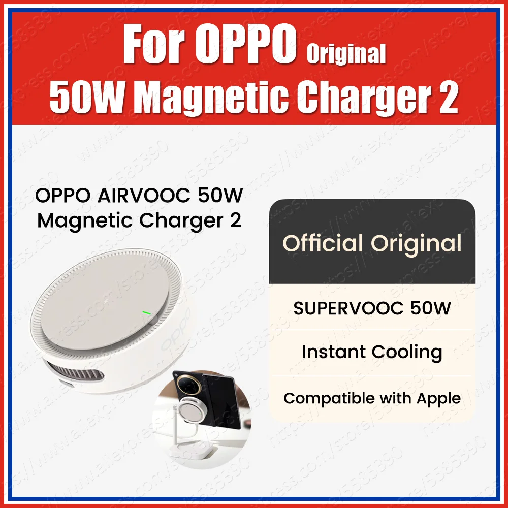 OAWV09 Original OPPO AIRVOOC 50W Magnetic Charger 2 For OPPO Find X10 Pro Max N6 N5 X9 X8 Reno15 Pro 14 Pro OnePlus 16 15T 13