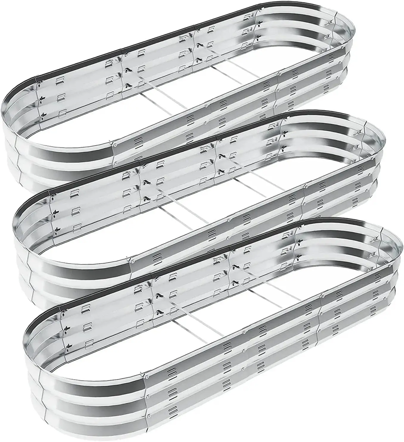 

Raised Garden Bed Galvanized Metal Planter Box, 67" D x 20" W x 10" H, 7 Cu. Ft. Silver,3Pack