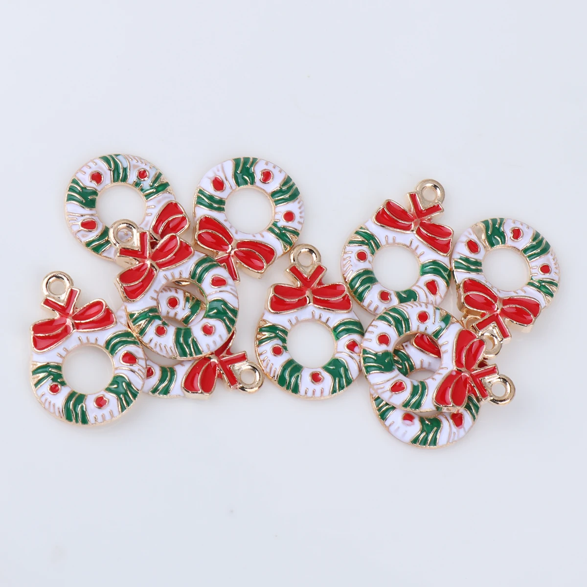 

10 Pcs Christmas Bell Glove Earring Pendant Enamel Charm Bracelet Necklace DIY Jewelry Accessories Holiday Gift