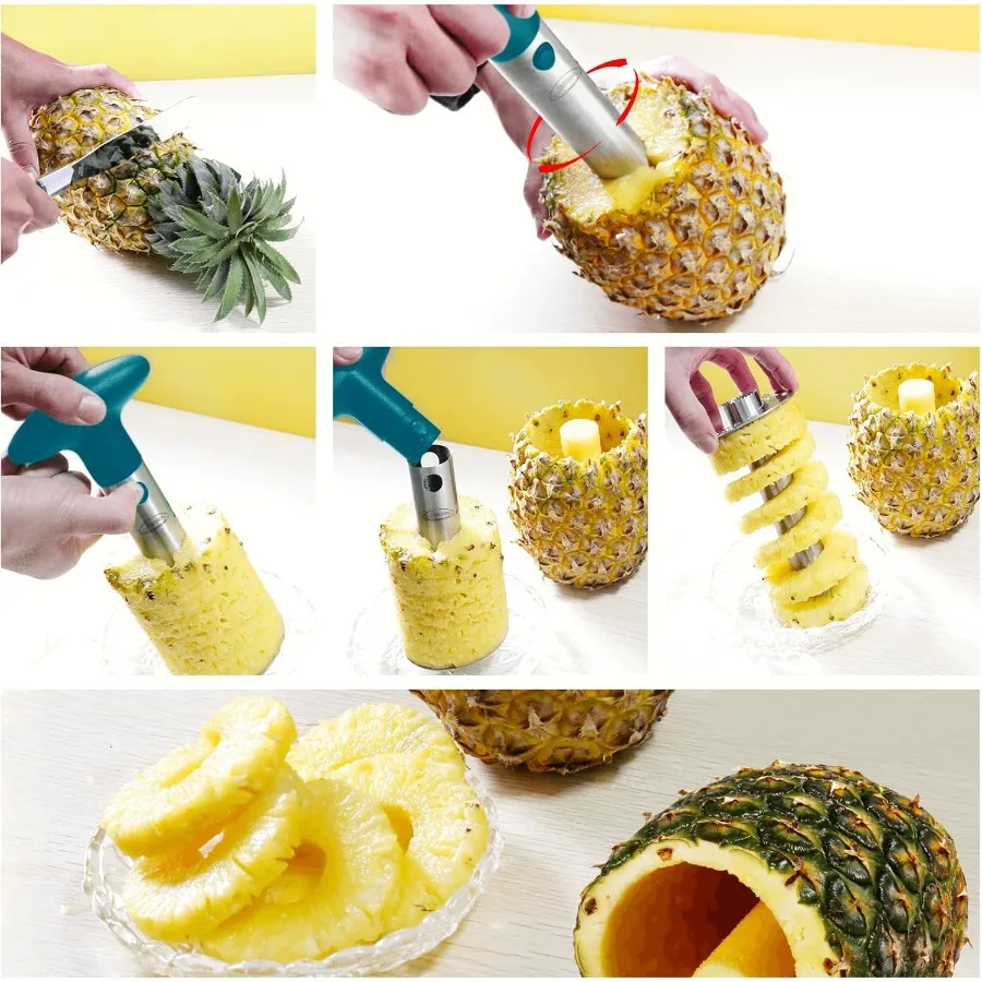 Corer de piña mejorado con hoja más gruesa reforzada para una eliminación eficiente de núcleos en la cocina Ide de diseño de acero inoxidable premium