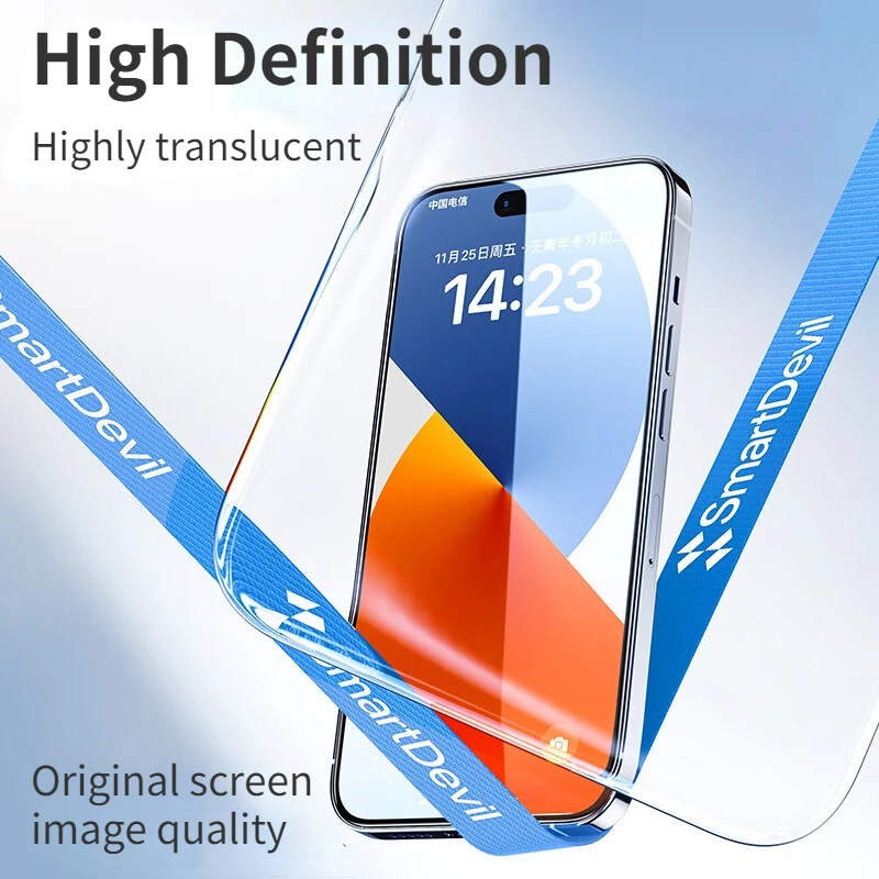 SmartDevil Full Cover Dust-proof Tempered Glass for iPhone 14 13 12 Pro Max HD Screen Protector Anti-fingerprint Diamond Film