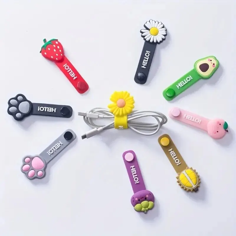 10PC Hot Headset Silicone Multifunction Data Line Storage Winder Cable Protector Cute Cartoon Cord Protector