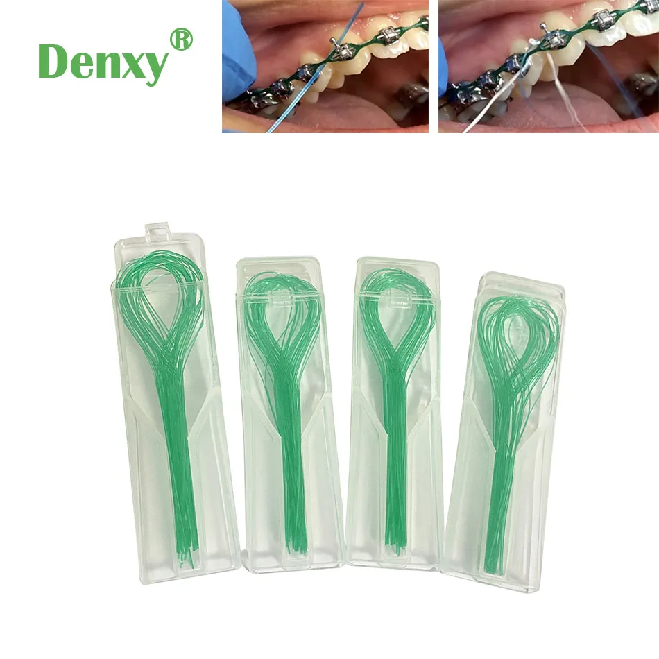 

8box Denxy Dental Floss Threaders for Braces Bridge Implant Crown Dental flosser Oral hygiene Teeth cleaner Orthodontic Bracket