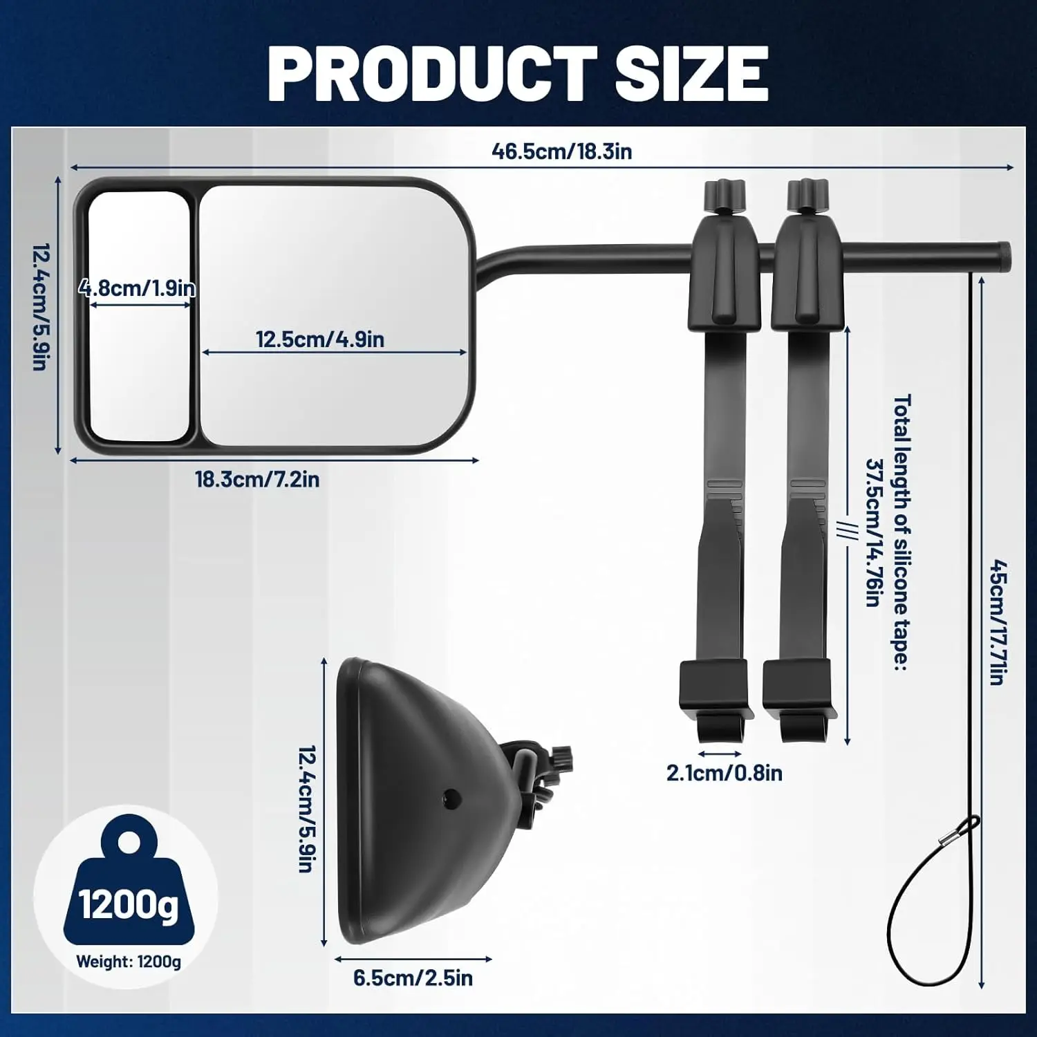 زوج واحد من مرايا الرؤية الخلفية Rv العالمية مع رؤية خلفية مساعدة مزدوجة 360 ° دوارة متعددة الزوايا مناسبة للسيارات وسيارات الدفع الرباعي والشاحنات #6
