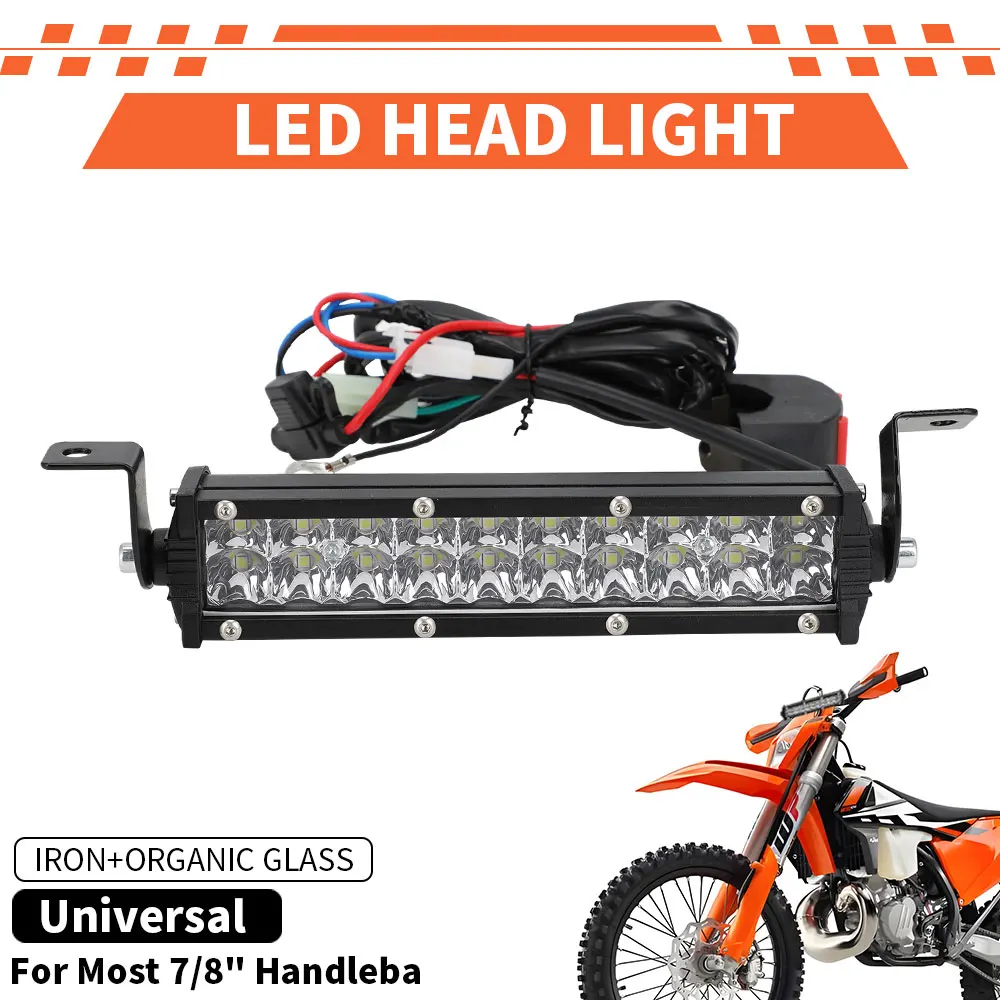 

Motorcycle LED Light Bar 60W 2500lm Headlight Fit For 22mm handlebar For CRF XR EXC XC KLX 50cc 80cc 110cc 150cc 250cc Dirt Bike