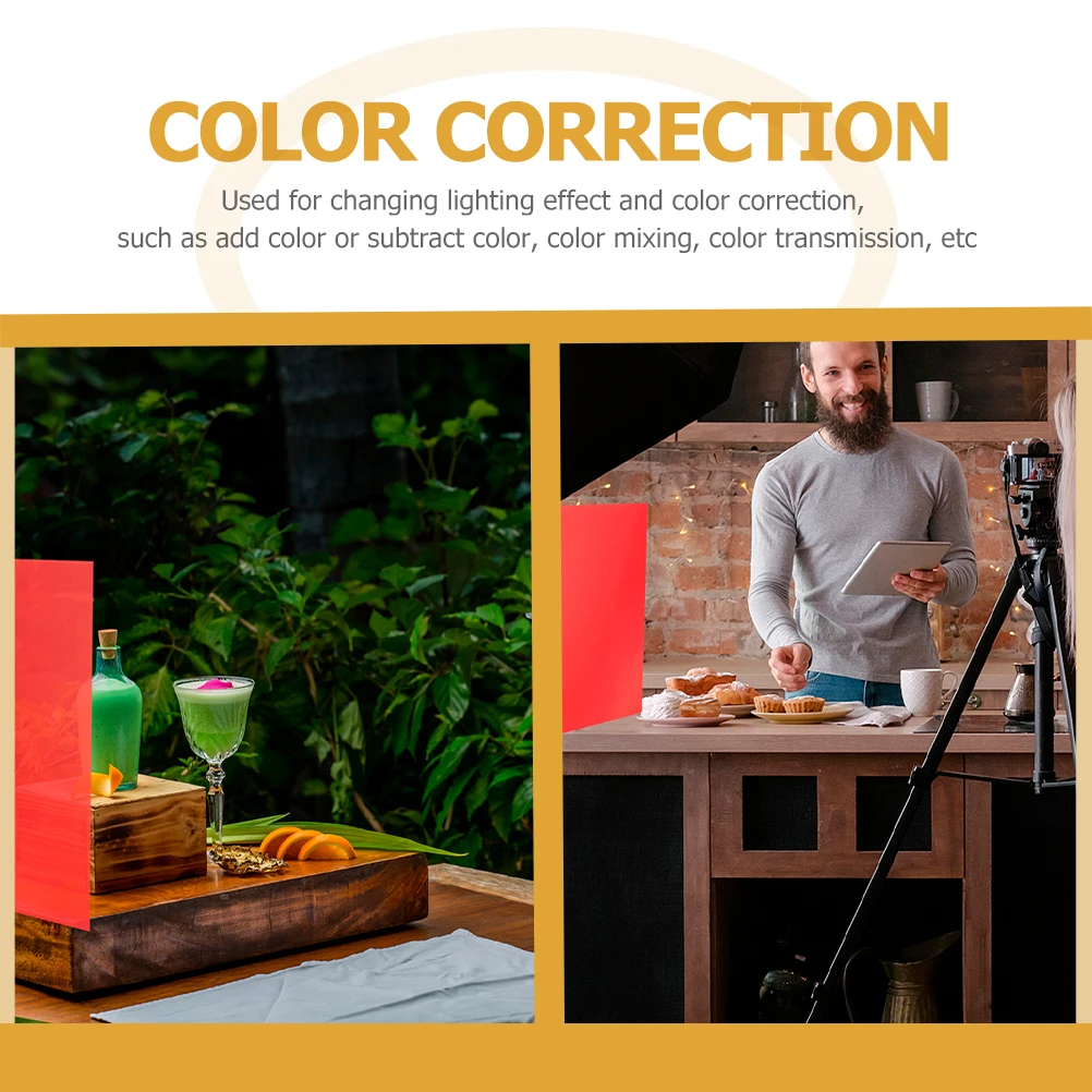 

6pcs Transparent Color Lighting Filter Sheets Portable Correction Light Gels Photo Props For Led Strobe Flashlights Pvc Plastic