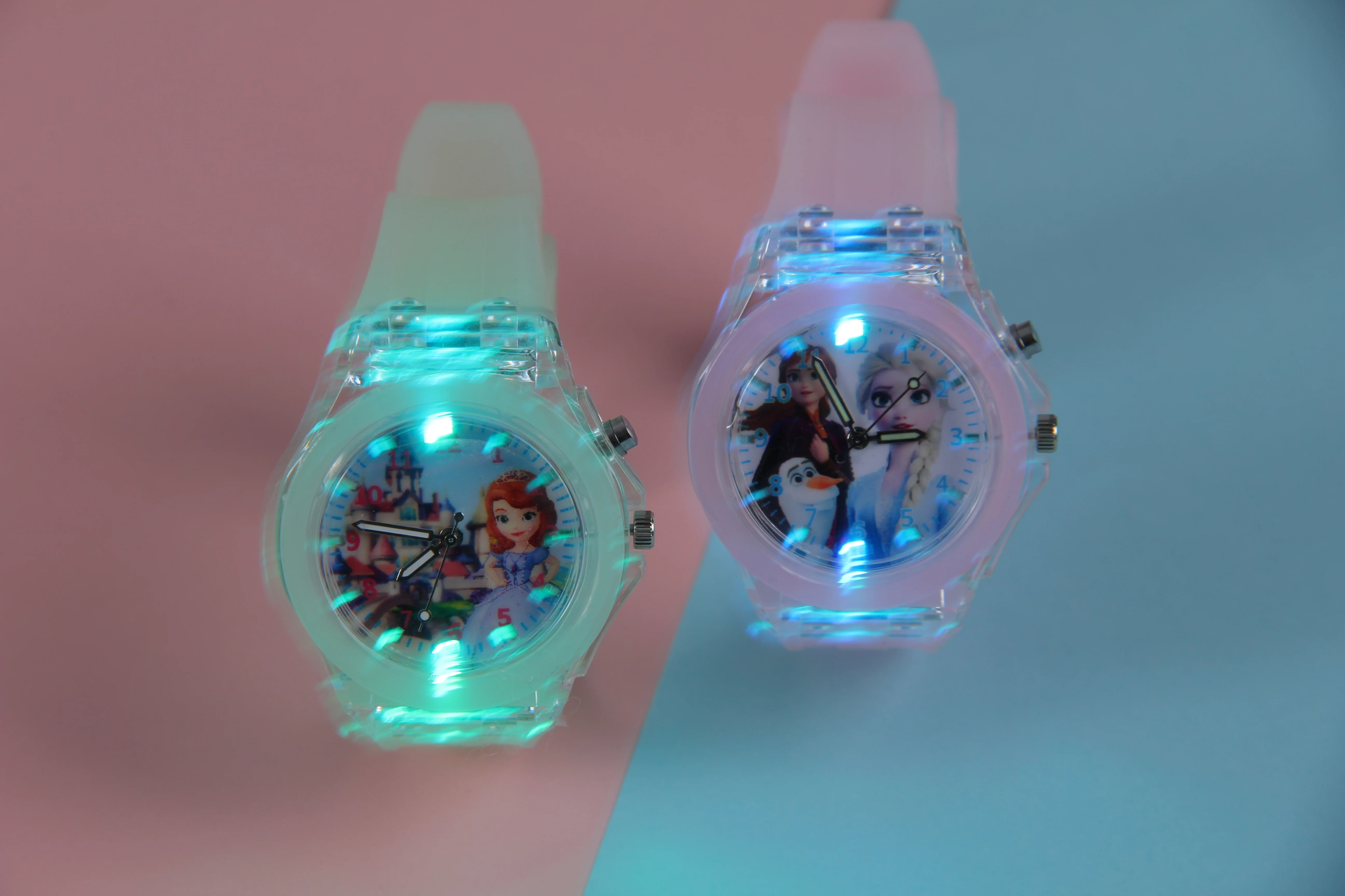 Disney Frozen Princess Elsa Led Kids Watch Figure Toys Fashion Cartoon Luminous Watch Student Birthday Toys Christmas Gift