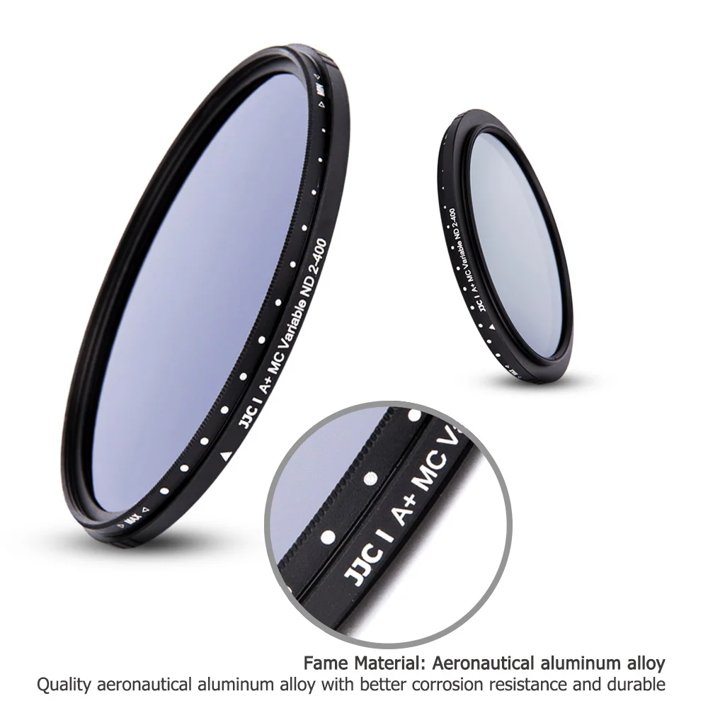 ND Filter-filtro de lente ajustable de densidad neutra, accesorios de fotografía de 49mm, 55mm, 58mm, 67mm, 77mm y 82mm, ND2-400 Variable