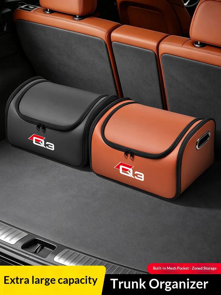 For Audi Q3 Q5 Q7 Q8 Car Trunk Organizer Storage Box Seat Multifunctional Storage Bag with Built-in Pocket Auto Accessories