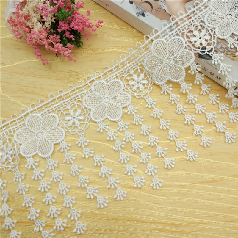 19yards white flower lace ribbon lace trim lace fabric dress skirt Clothing DIY decoration sewing lace trimming accessories