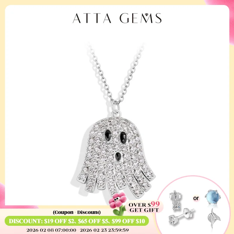 

Ожерелье Attagems Ghost с муассанитом DVVS1, стерлинговое серебро 925 пробы, позолоченное 18 карат для женщин и мужчин, праздничные аксессуары, вечерние украшения