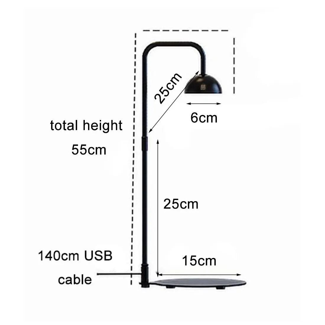Luce crescente per piante a LED USB nera con timer di memoria 3/6/12 ore per piante grasse, muschio, paesaggio da giardinaggio in miniatura, acquario Betta