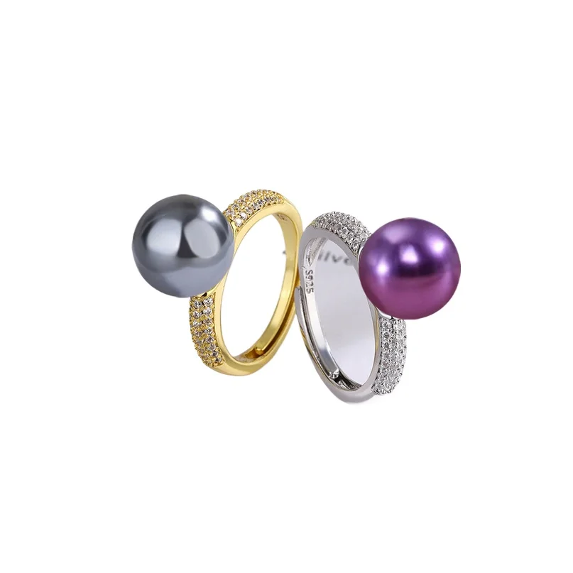 

BEATUFUL SOUTH SEA BLACK PURPLE PEARL RING SIZE 5-10 & 11-12MM PEARLS