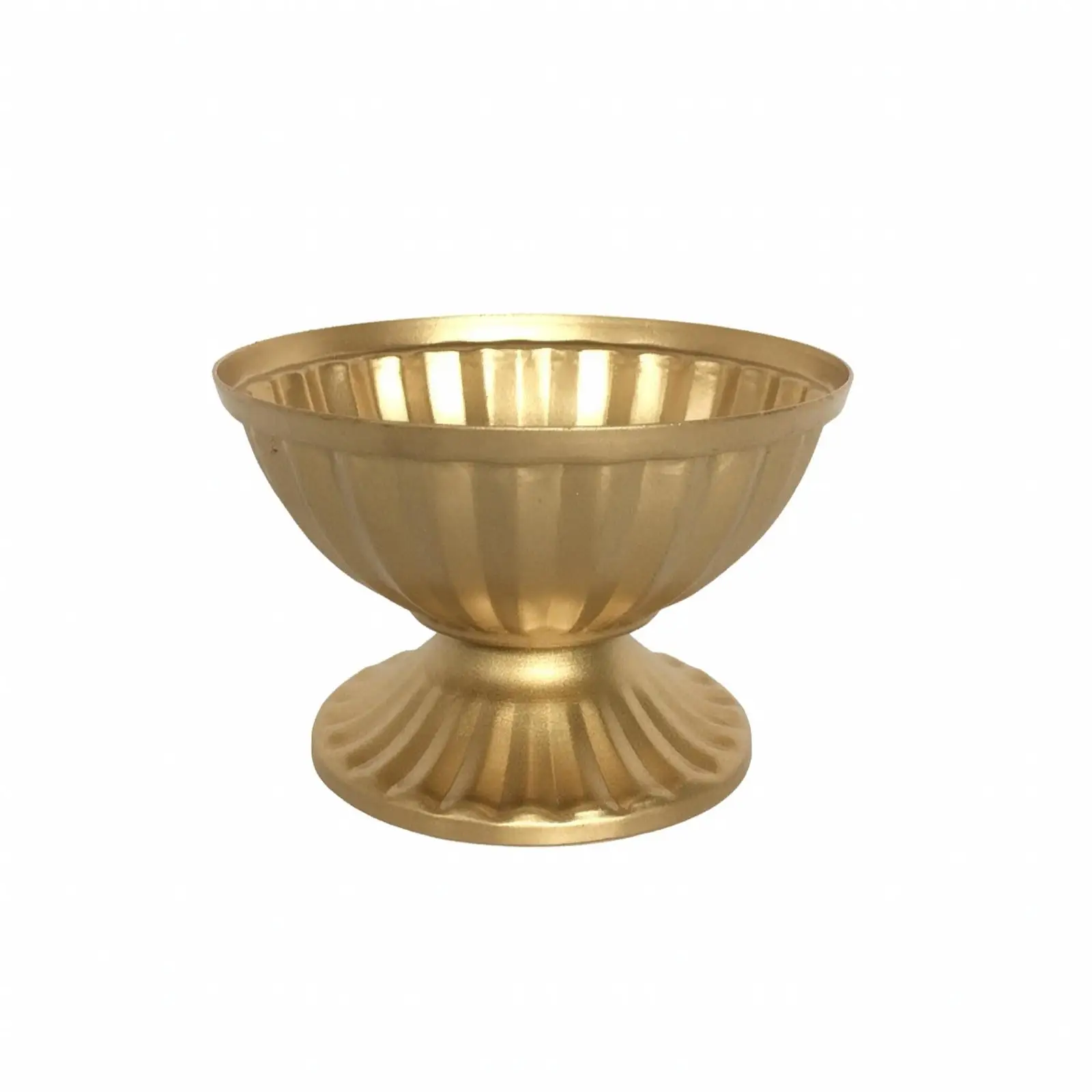 Wide Base Iron Pedestal Vase Flared Ribbed Planter for Tall Flowers Greenery Indoor Outdoor Elegant Home Decor