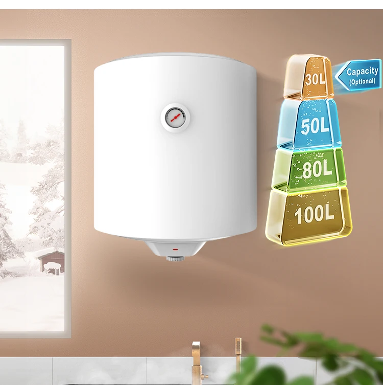 Venta al por mayor de fábrica 30L 50L 80L 100L calentadores de agua eléctricos de almacenamiento Vertical calentador de agua de cocina inteligente eléctrico