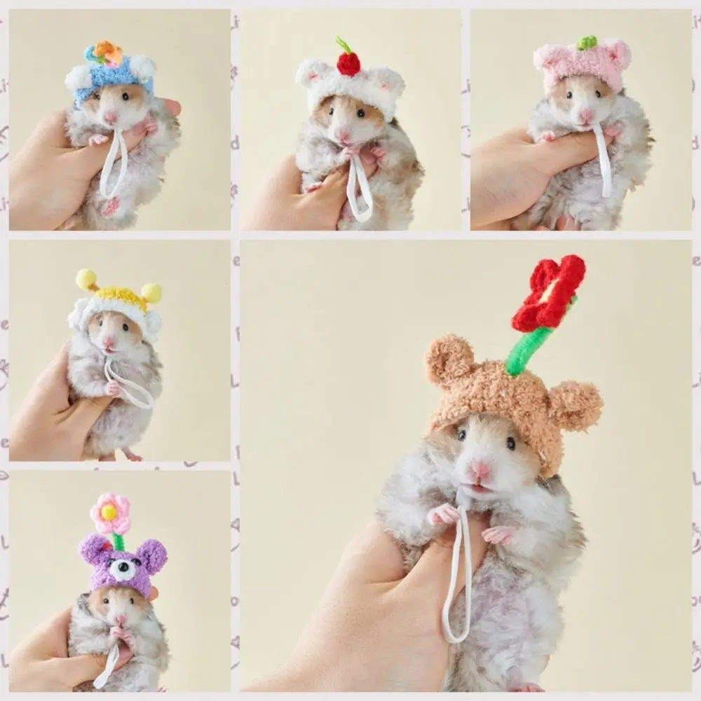 Small Pet Hat Decorative Hamster Wool Hat Breathable Soft Mini Pet Hat Adjustable Parrot Decoration Hat For Birds Rat Guinea Pig