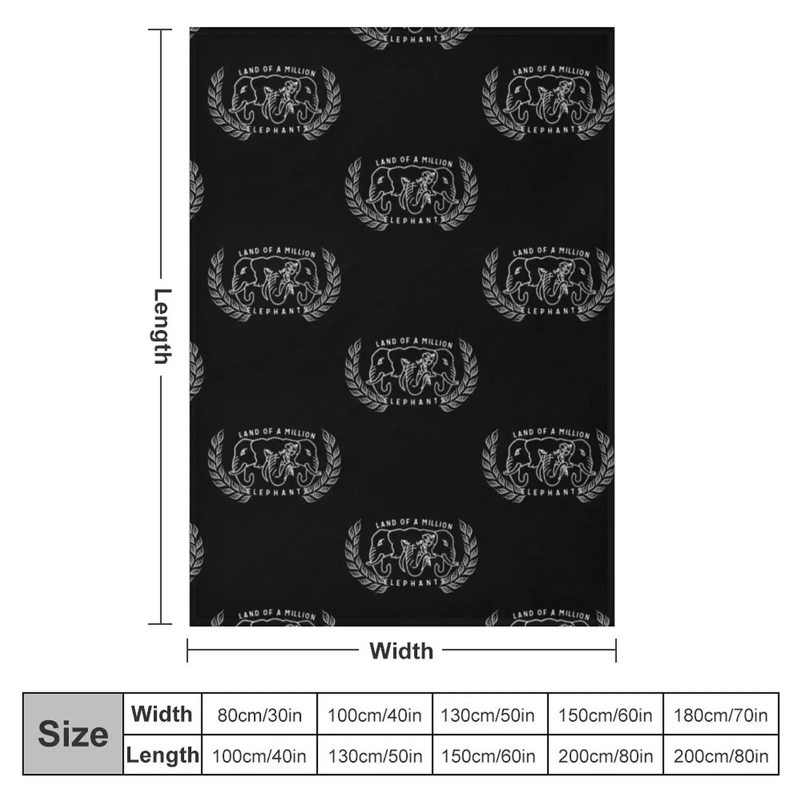 Land of a Million Elephants in Black Throw Blanket Luxury St For Decorative Sofa blankets and throws Furrys Blankets