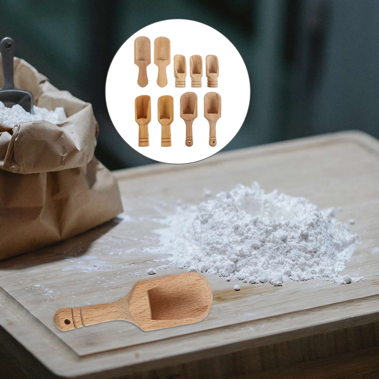 

9 Pcs Small Wooden Salt Spoon Measuring Tools and Weight & Scales Mixing Spoons Tea Scoops Coffee Accessories Baby