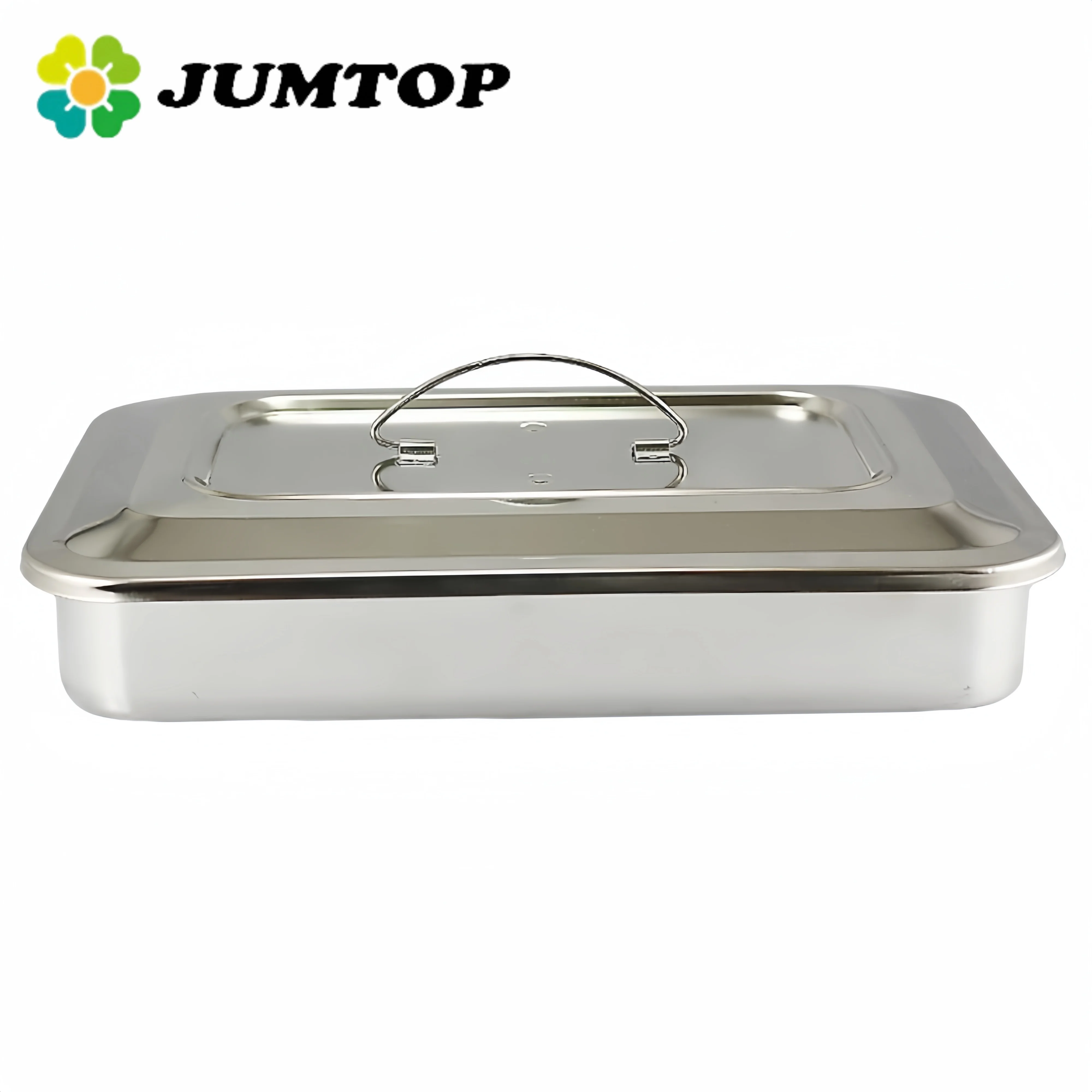 JUMTOP Dental Stainless Steel Thick Lid Square Sterilization Box Tray Medical Instruments Container Dentistry Tools