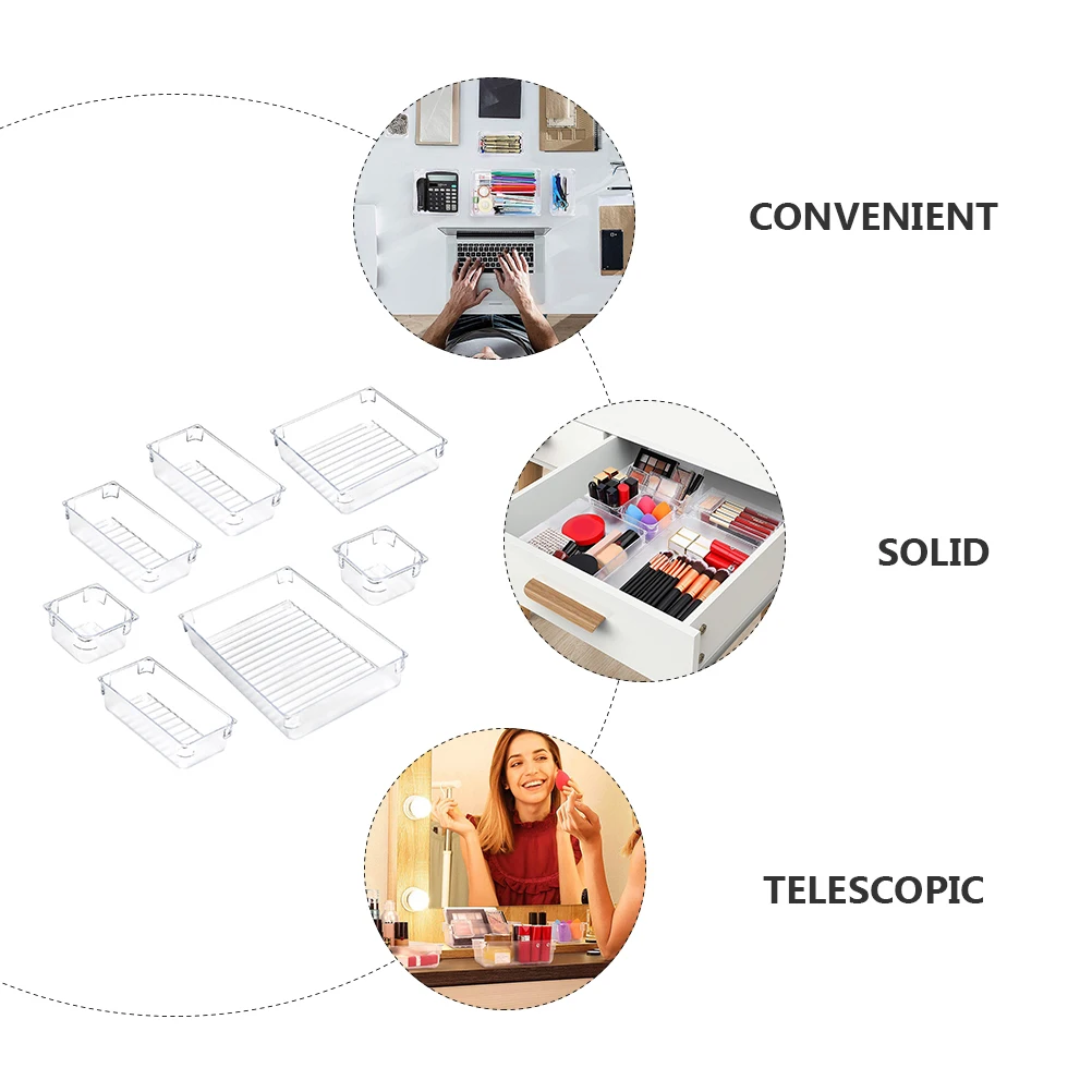 

7Pcs Transparent Cosmetics Organizer Plastic Jewelry Storage Box Makeup Organizer for Desktop and Store